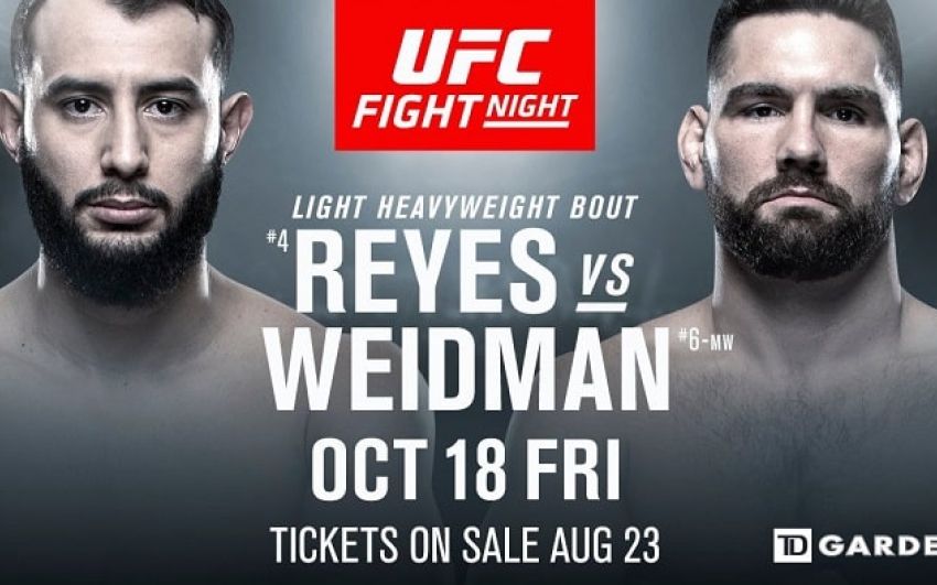 Где смотреть UFC on ESPN 6: Крис Вайдман - Доминик Рейес