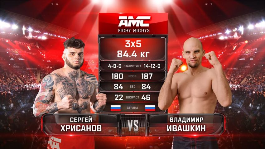 Видео боя Сергей Хрисанов - Владимир Ивашкин AMC Fight Nights 103