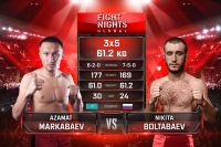 Видео боя Азамат Маркабаев - Никита Балтабаев Fight Nights Global-GFC