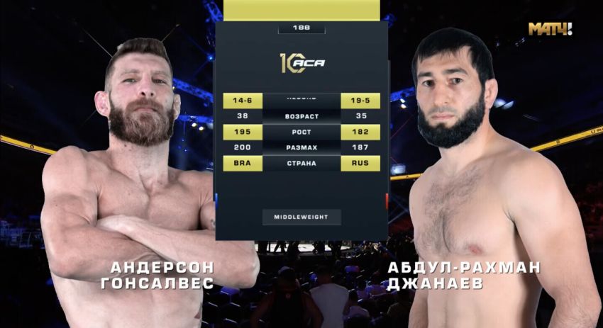 Видео боя Андерсон Гонсальвес – Абдул-Рахман Джанаев ACA 188