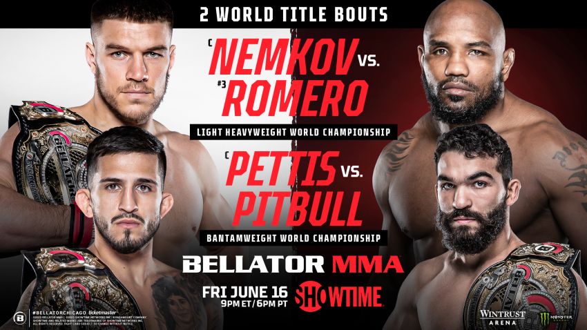 Бой Немкова с Ромеро возглавит Bellator 297. В со-главном бою Петтис подерется с "Питбулем"