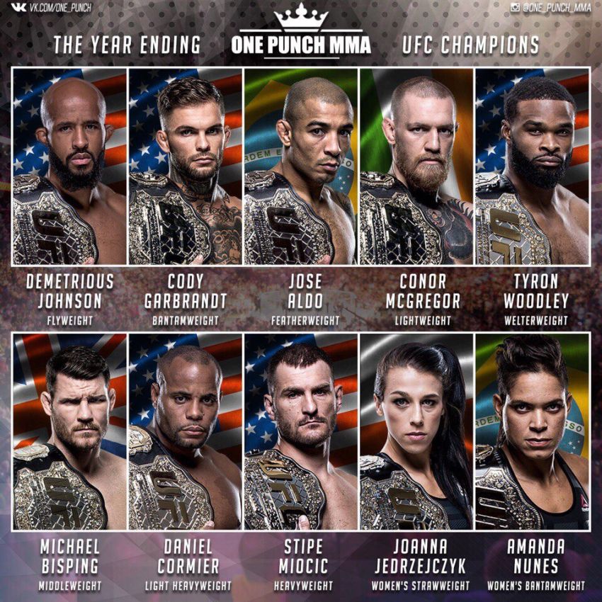 Все чемпионы UFC на конец 2016 года