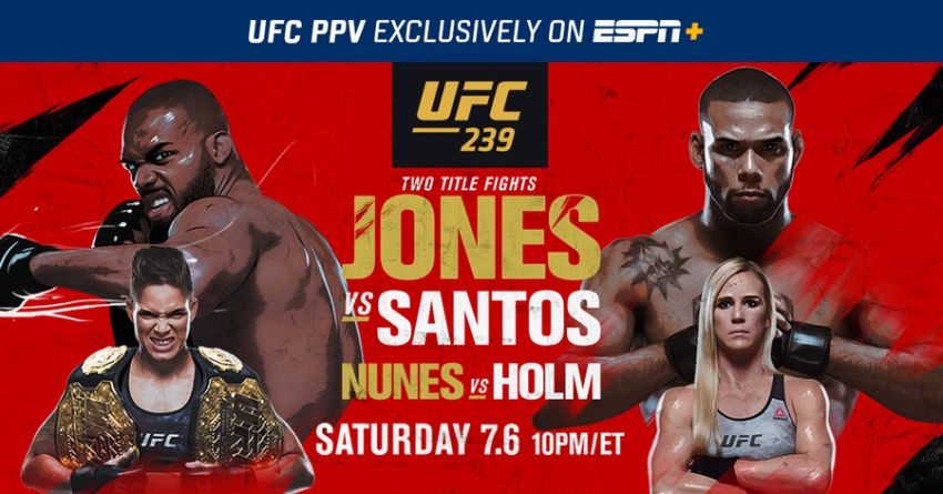 UFC 239: Джон Джонс - Тиаго Сантос. Смотреть онлайн прямой эфир 