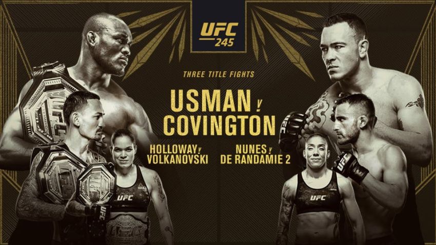 Файткард турнира UFC 245: Камару Усман - Колби Ковингтон, Макс Холлоуэй - Александр Волкановски, Аманда Нуньес - Жермейн Де Рандами