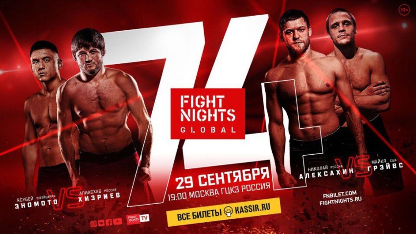 Файткард турнира FIGHT NIGHTS GLOBAL 74