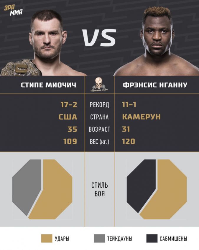 Видео боя Стипе Миочич - Фрэнсис Нганну UFC 220