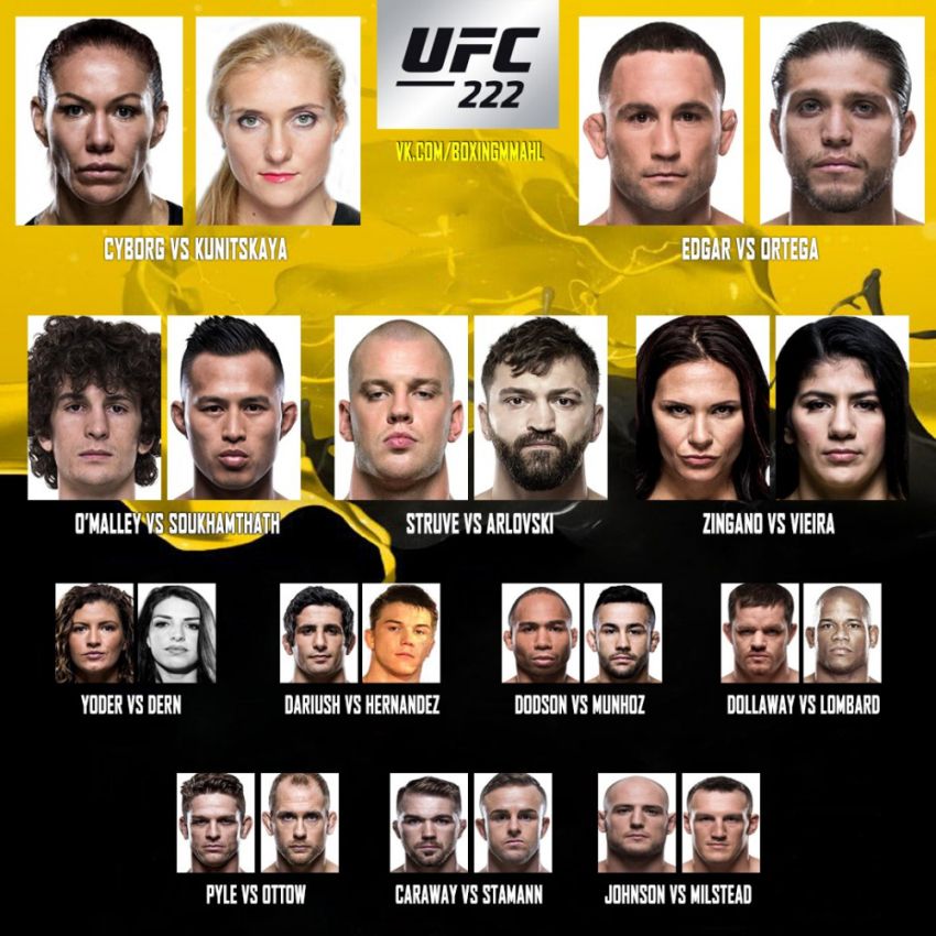 Прямая трансляция UFC 222 Сайборг - Куницкая