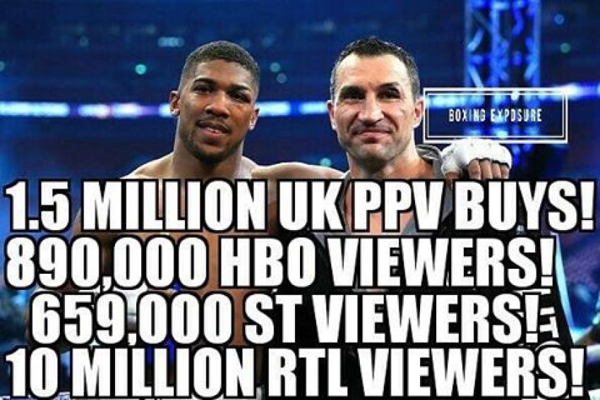 Энтони Джошуа - Владимир Кличко колличество PPV превысило 1,5 миллиона PPV