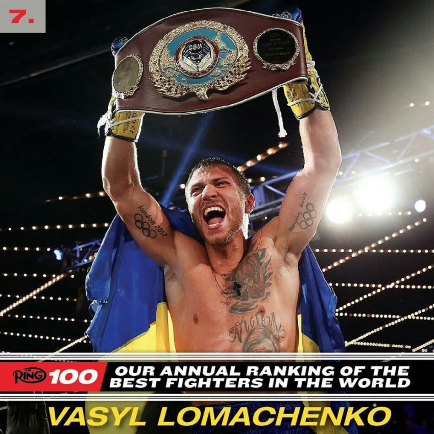 Василий Ломаченко занял 7-е место в рейтинге 100 лучших боксеров мира