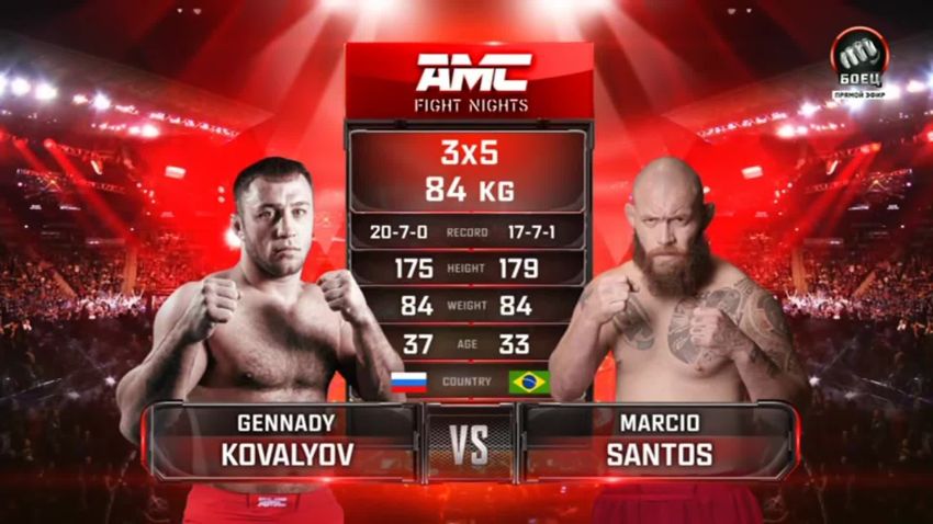 Видео боя Геннадий Ковалев – Марсио Сантос AMC Fight Nights 111