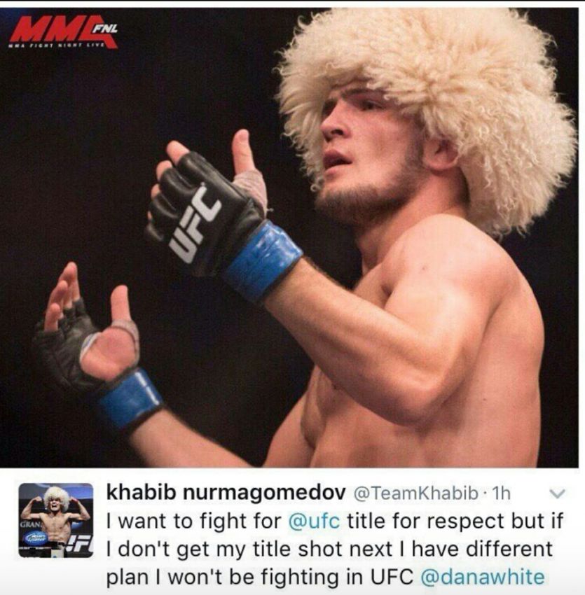 Хабиб Нурмагомедов больше не будет драться в UFC, если ему не дадут титульный бой