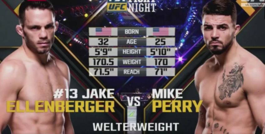 Видео боя Майк Перри - Джейк Элленбергер UFC Fight Night 108