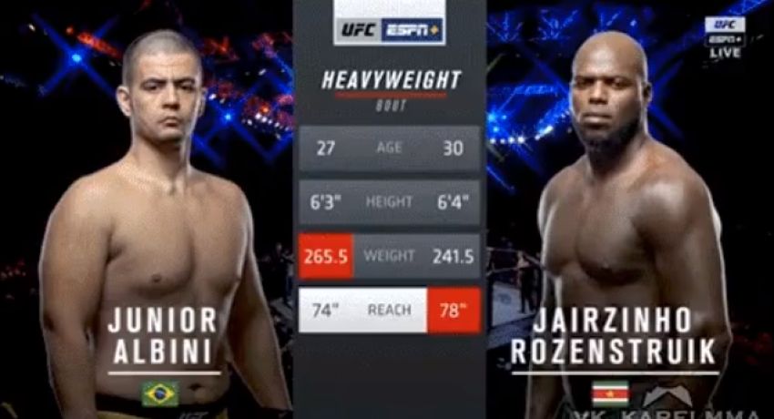 Видео боя Джуниор Албини - Жаирзиньо Розенструйк UFC Fight Night 144