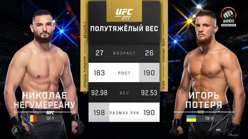 Видео боя Игорь Потеря – Николае Негумеряну UFC 277