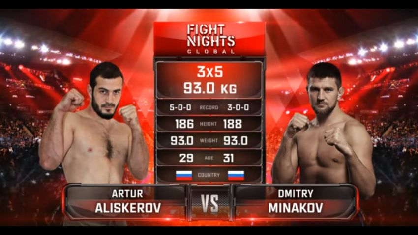 Видео боя Артур Алискеров - Дмитрий Минаков Fight Nights Global 93