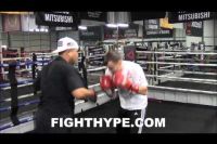 EVGENY GRADOVICH WORKS THE MITTS WITH ROBERT GARCIA; LOOKS SHARP AS HE PREPARES FOR OSCAR VALDEZ