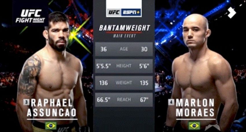 Видео боя Рафаэль Ассунсао - Марлон Мораес UFC Fight Night 144