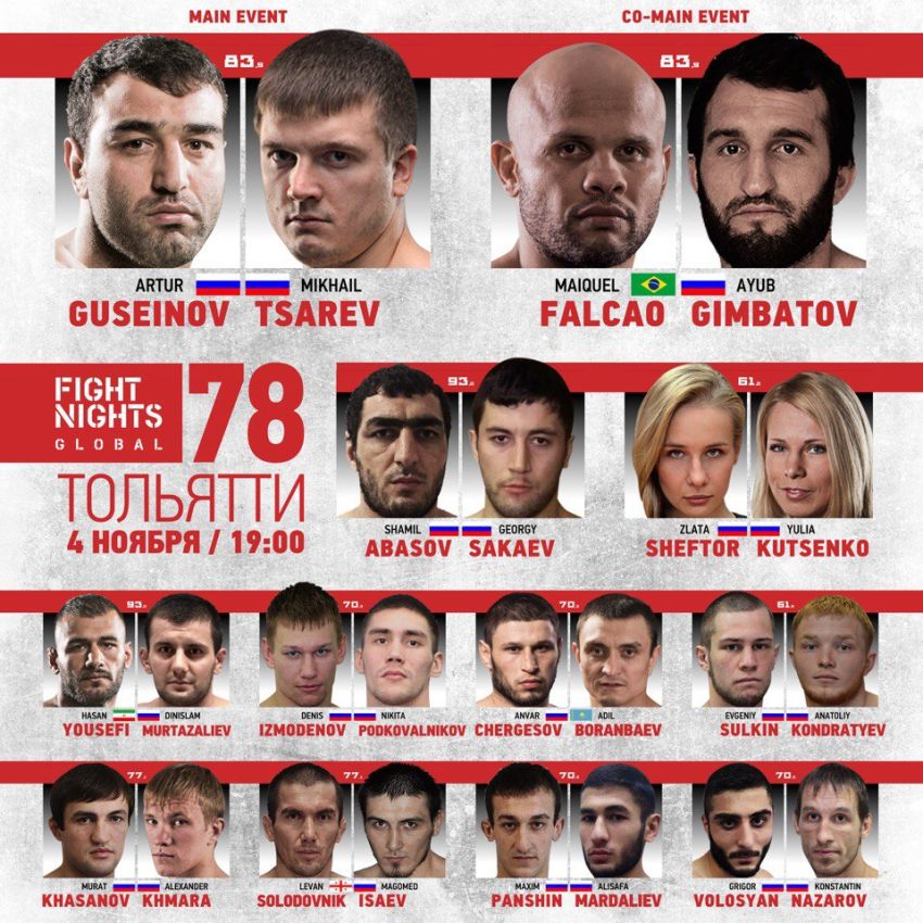 Файткард турнира FIGHT NIGHTS GLOBAL 78