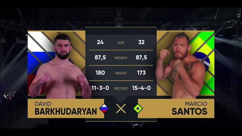 Видео боя Давид Бархударян – Марсио Сантос AMC Fight Nights Сочи