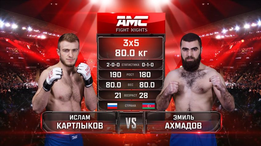 Видео боя Ислам Картлыков - Эмиль Ахмадов AMC Fight Nights Global: Winter Cup