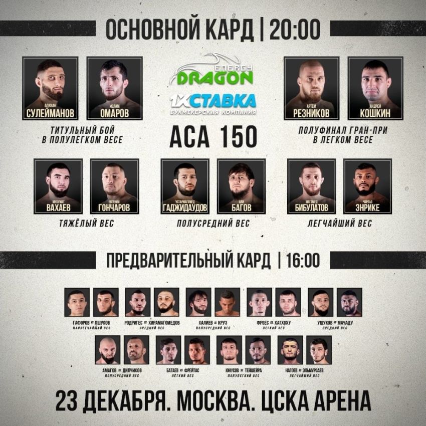 Видео боя Сиро Родригез – Гаджимурад Хирамагомедов ACA 150