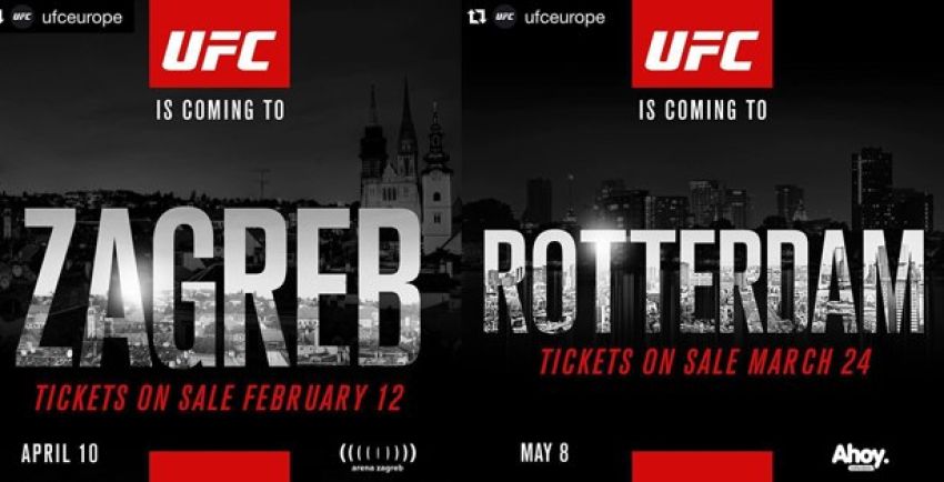 UFC анонсировала весенние турниры в Загребе и Роттердаме