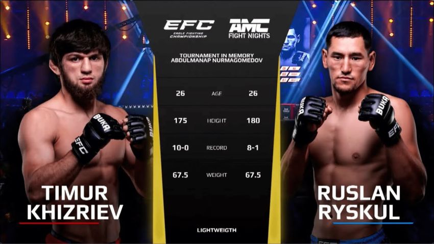 Видео боя Тимур Хизриев – Руслан Рыскул EFC 41