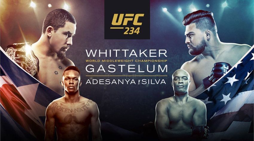 Прямая трансляция UFC 234: Роберт Уиттакер - Келвин Гастелум
