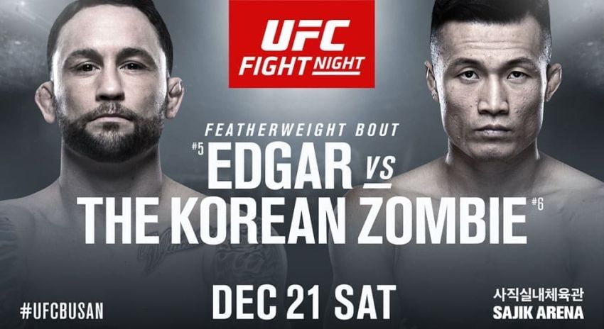 Файткард турнира UFC Fight Night 165: Фрэнки Эдгар - "Корейский Зомби"